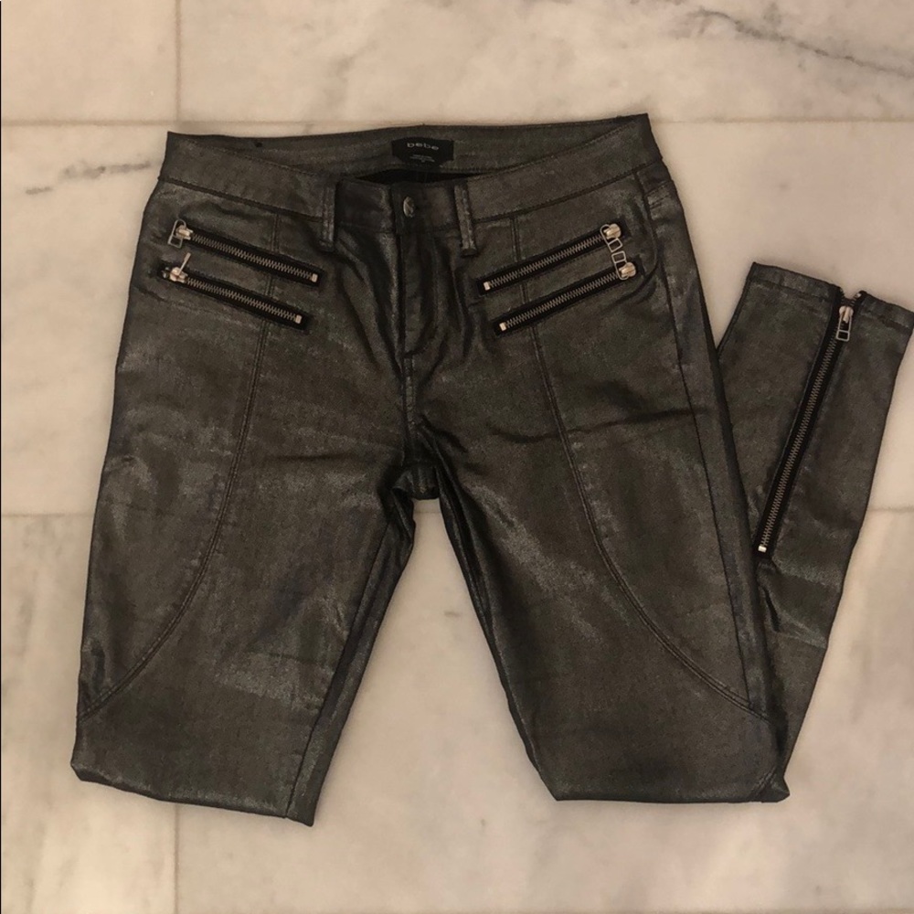 Bebe Silver Stretch Pants